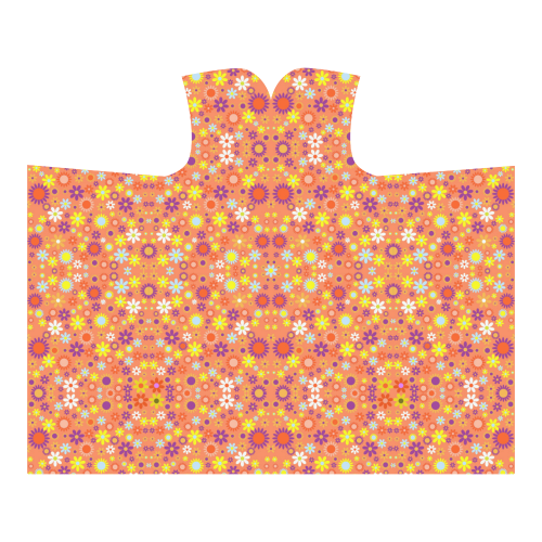 Floral Pattern Living Coral Hooded Blanket 60''x50''