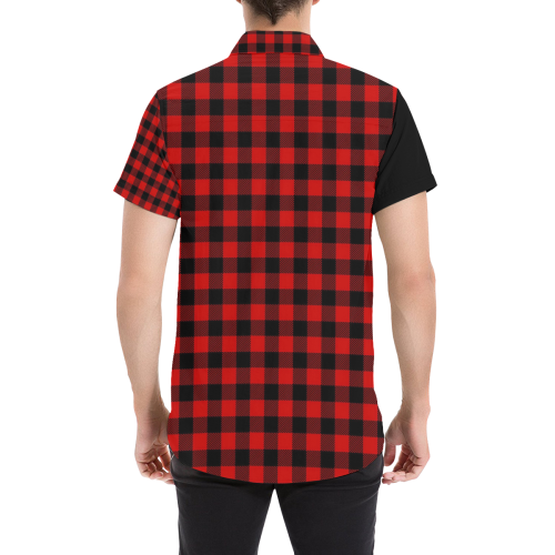LUMBERJACK Squares Fabric - red black Men's All Over Print Short Sleeve Shirt (Model T53)