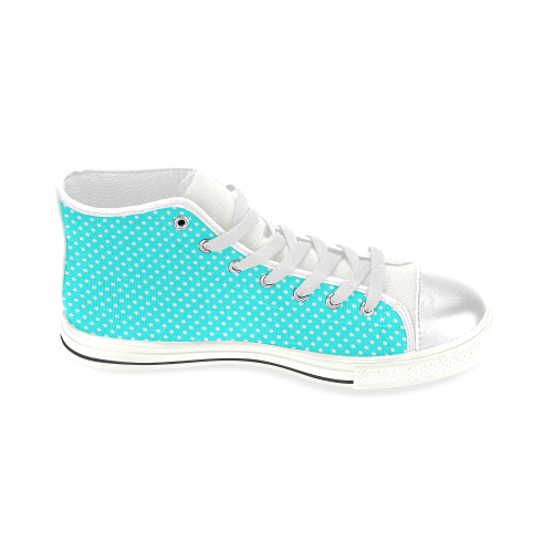 Baby blue polka dots High Top Canvas Shoes for Kid (Model 017)