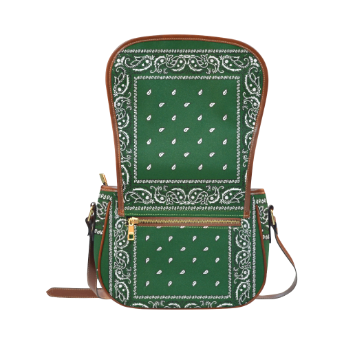 KERCHIEF PATTERN GREEN Saddle Bag/Large (Model 1649)