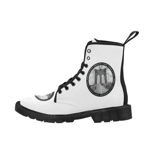 Brooklyn Bridge badge black white Martin Boots for Men (Black) (Model 1203H)