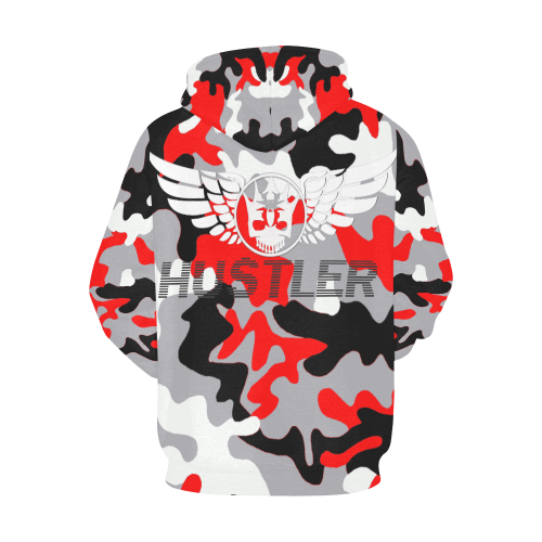 War Hustler Red All Over Print Hoodie for Men/Large Size (USA Size) (Model H13)