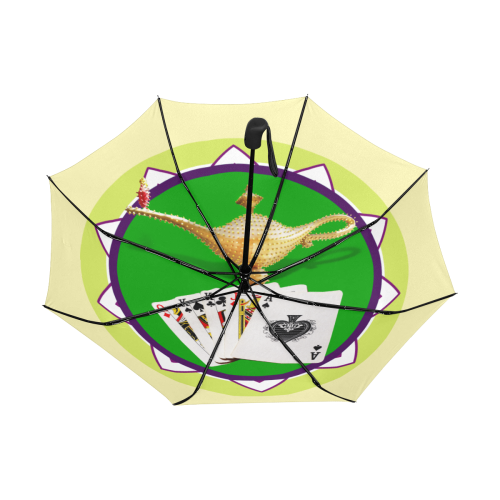 LasVegasIcons Poker Chip - Magic Lamp on Yellow Anti-UV Auto-Foldable Umbrella (Underside Printing) (U06)