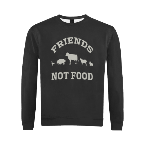 Friends Not Food (Go Vegan) All Over Print Crewneck Sweatshirt for Men (Model H18)