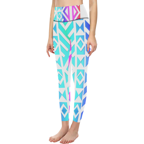 Rainbow Multicolored Ethnic Abstract Design 1 Women's All Over Print High-Waisted Leggings (Model L36)