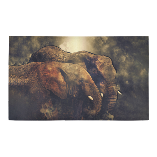 Pair of African Elephants in Cosmic Mystery Shroud Azalea Doormat 30" x 18" (Sponge Material)