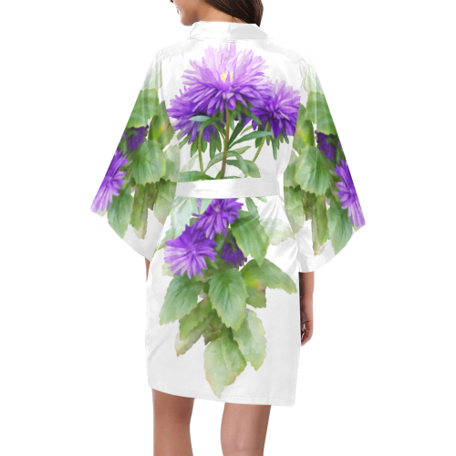 Purple Garden Flowers, floral watercolor Kimono Robe