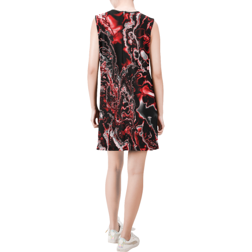 power fractal A by JamColors Sleeveless Round Neck Shift Dress (Model D51)
