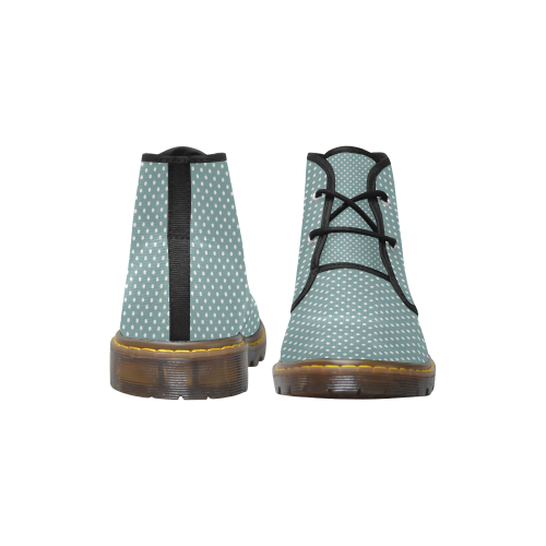 Silver blue polka dots Women's Canvas Chukka Boots/Large Size (Model 2402-1)