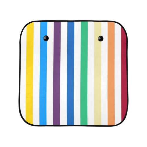 Rainbow Stripes with White Car Sun Shade 28"x28"x2pcs
