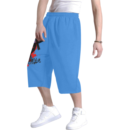 Hope Hustler Blue Baggy Shorts Men's All Over Print Baggy Shorts (Model L37)