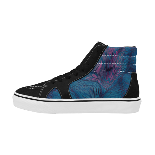 midnight dragon reptile scales pattern in dark blue and purple Men's High Top Skateboarding Shoes (Model E001-1)