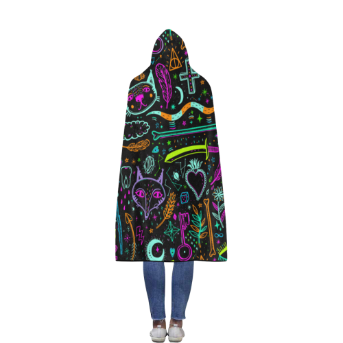 Funny Nature Of Life Sketchnotes Pattern 3 Flannel Hooded Blanket 56''x80''