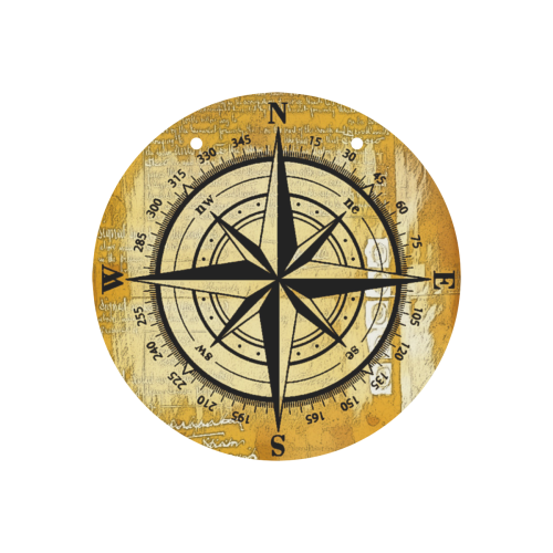 Golden compass Round Wood Door Hanging Sign