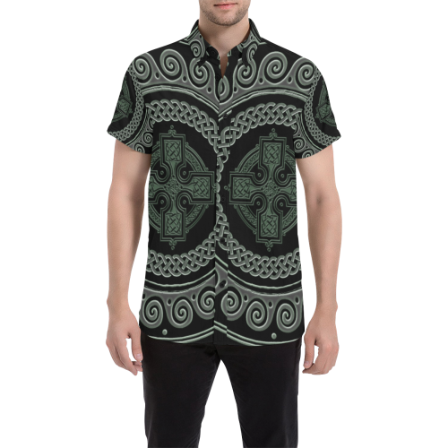 Awesome Celtic Cross Men's All Over Print Short Sleeve Shirt/Large Size (Model T53)
