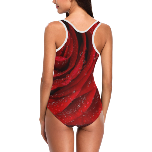 Red rosa Vest One Piece Swimsuit (Model S04)
