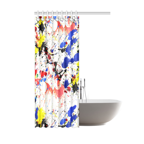 Blue and Red Paint Splatter Shower Curtain 48"x72"