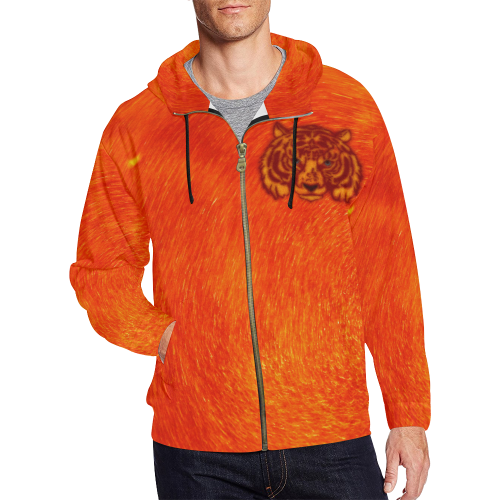 Savety Tiger All Over Print Full Zip Hoodie for Men/Large Size (Model H14)