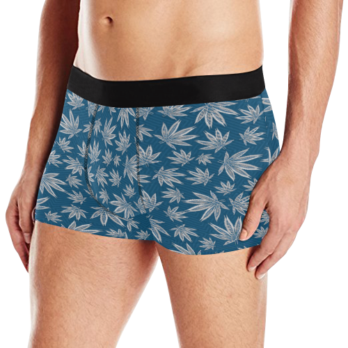 Blue and Gray Weed Pattern Men's All Over Print Boxer Briefs (Model L10)