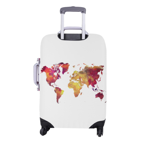 world map #map #worldmap Luggage Cover/Medium 22"-25"