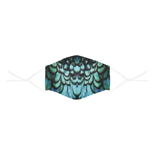 blue feathered peacock animal print design community face mask 3D Mouth Mask with Drawstring (30 Filters Included) (Model M04) (Non-medical Products)