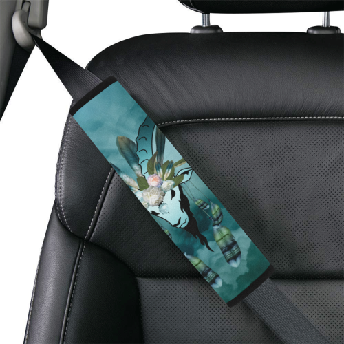 The billy goat with feathers and flowers Car Seat Belt Cover 7''x12.6''