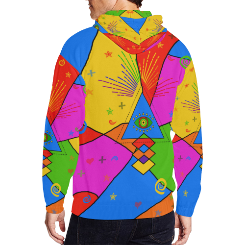 All Seeing Eye Popart All Over Print Full Zip Hoodie for Men/Large Size (Model H14)