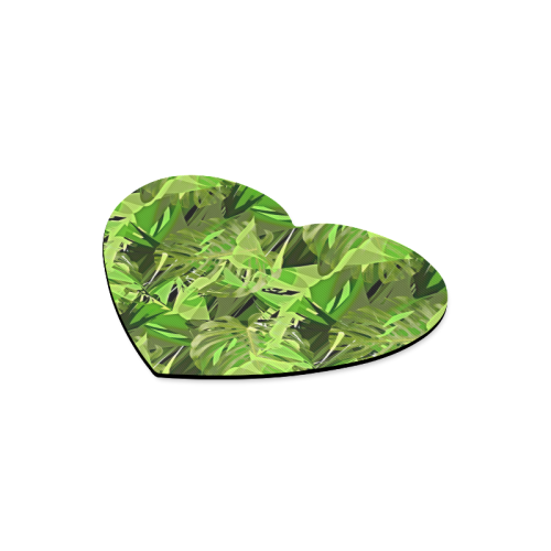 Tropical Jungle Leaves Camouflage Heart-shaped Mousepad