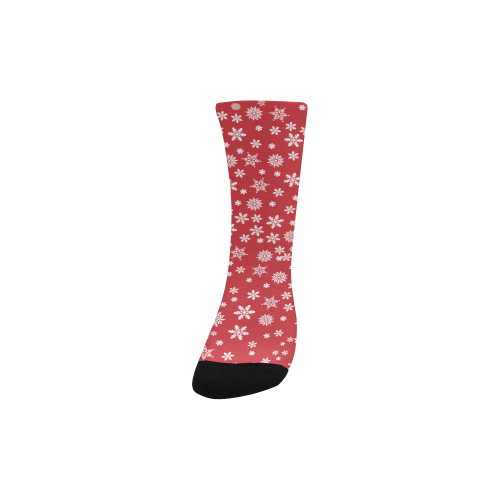 Christmas  White Snowflakes on Red Custom Socks for Kids