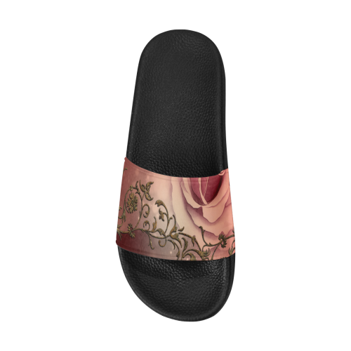 Wonderful roses with floral elements Women's Slide Sandals (Model 057)