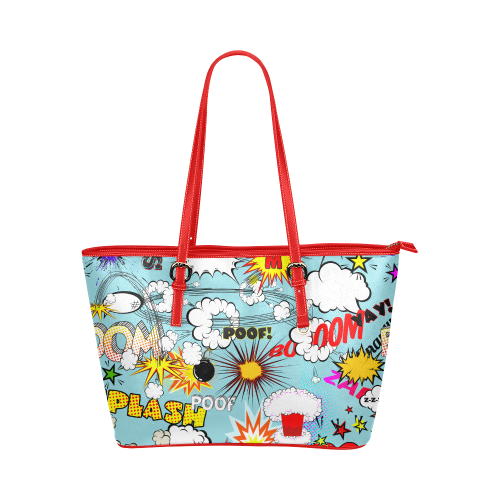Fairlings Delight's Pop Art Collection- Comic Bubbles 53086n2R Leather Tote Bag/Small Leather Tote Bag/Small (Model 1651)