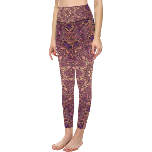 Pastel Satin Ribbons Fractal Mandala 2 Women's All Over Print High-Waisted Leggings (Model L36)