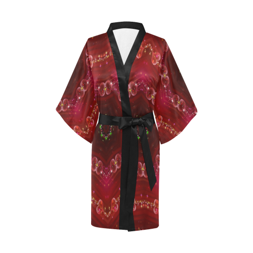 Love and Romance Glittering Ruby and Diamond Heart Kimono Robe