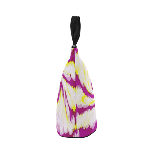 Pink Yellow Tie Dye Swirl Abstract Nylon Lunch Tote Bag (Model 1670)