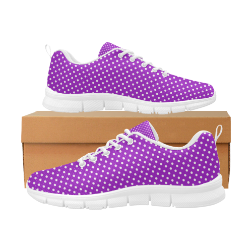 Lavander polka dots Women's Breathable Running Shoes (Model 055)