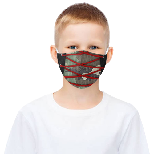camouflage corsage community face mask 3D Mouth Mask with Drawstring (Pack of 5) (Model M04)