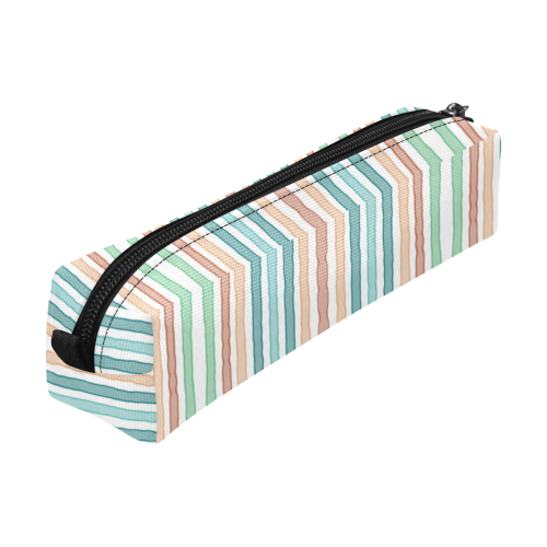 Fun pastel lines in green blue orange and red on white Pencil Pouch/Small (Model 1681)