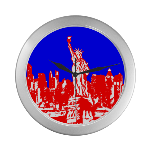 NEW YORK- Silver Color Wall Clock