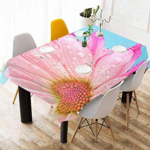 Flower Cotton Linen Tablecloth 60" x 90"