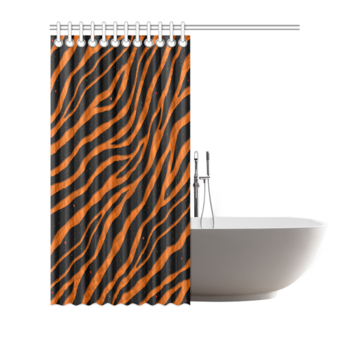Ripped SpaceTime Stripes - Orange Shower Curtain 72"x72"