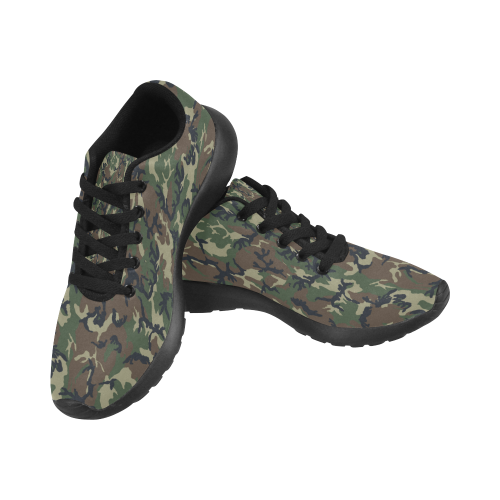 Woodland Forest Green Camouflage Women’s Running Shoes (Model 020)