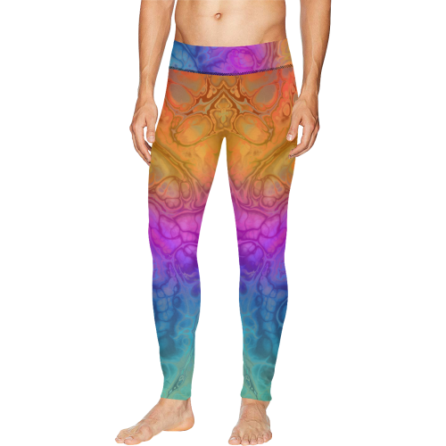 Fractal Batik ART - Hippie Rainbow Colors 1 Men's All Over Print Leggings (Model L38)