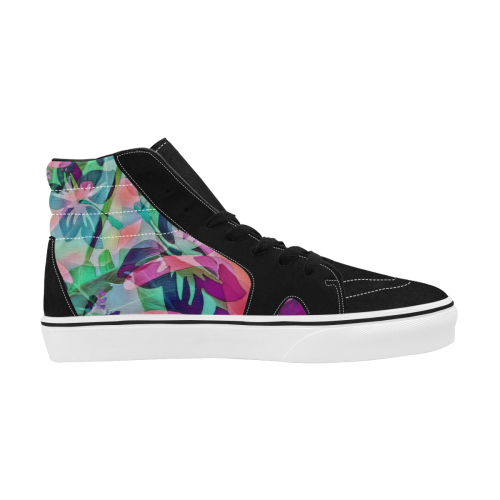 trendy floral mix 818B by JamColors Women's High Top Skateboarding Shoes/Large (Model E001-1)
