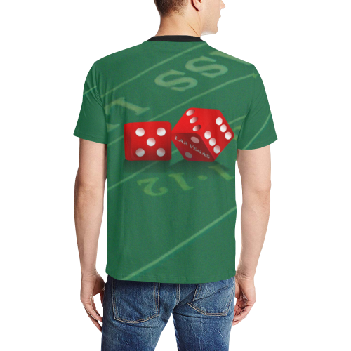 Las Vegas Dice on Craps Table Men's All Over Print T-Shirt (Solid Color Neck) (Model T63)
