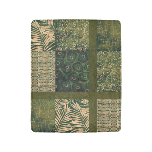Green  Python Jungle Patchwork Ultra-Soft Micro Fleece Blanket 40"x50"