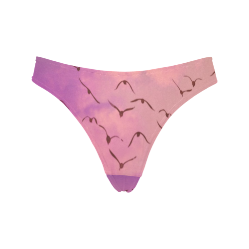 Trendy Birds, pink by JamColors Women's All Over Print Thongs (Model L30)