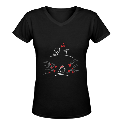 Comic Birds - Tweetlercools - LOVE ECHO 2 Women's Deep V-neck T-shirt (Model T19)