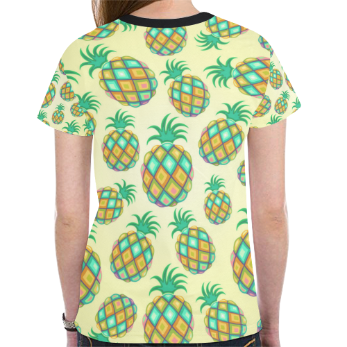 Pineapple Pastel Colors Pattern New All Over Print T-shirt for Women (Model T45)