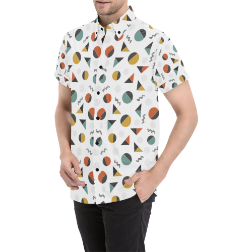 Geo Cutting Shapes Men's All Over Print Short Sleeve Shirt/Large Size (Model T53)