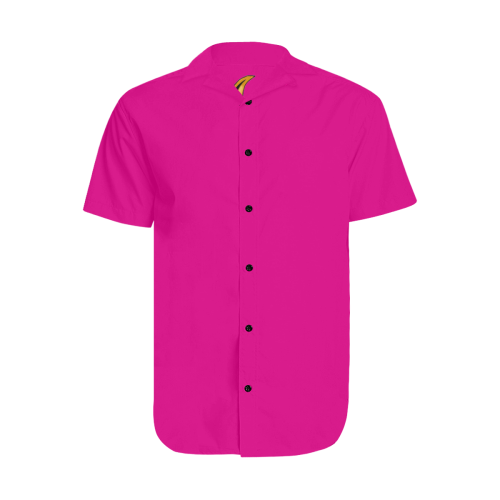 Gold Metallic Lion Pink Men's Short Sleeve Shirt with Lapel Collar (Model T54)